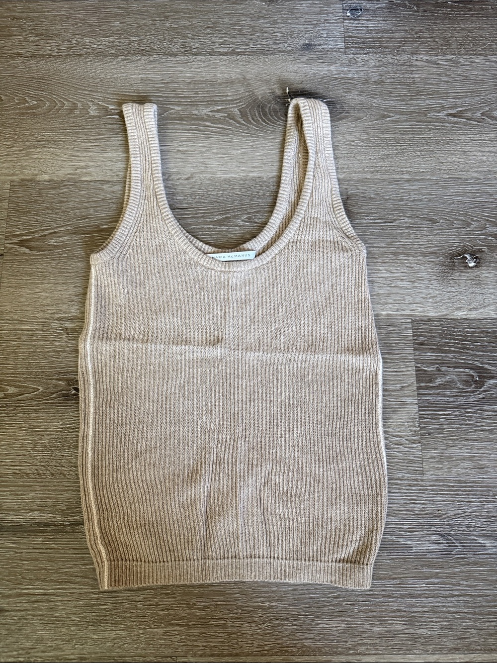 MARIA MCMANUS FEATHERWEIGHT CONTRAST CASHMERE BLEND TANK, size small